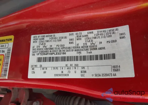 2023 Ford Ranger Xlt from USA, damaged, VIN 1FTER4FH9PLE02186